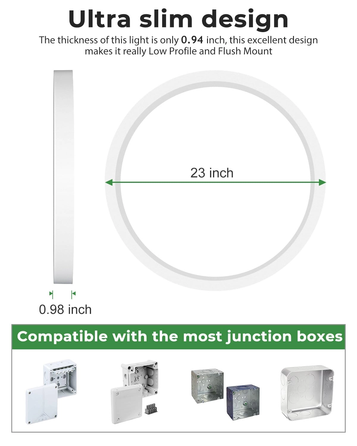 Flush Mount LED Ceiling Light - 3000K 4500K 6000K Dimmable