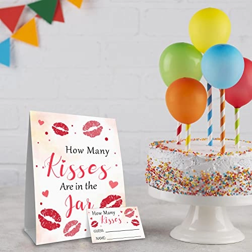 How Many Kisses are in The Jar - Game Cards Kit 1 Sign & 50 Cards