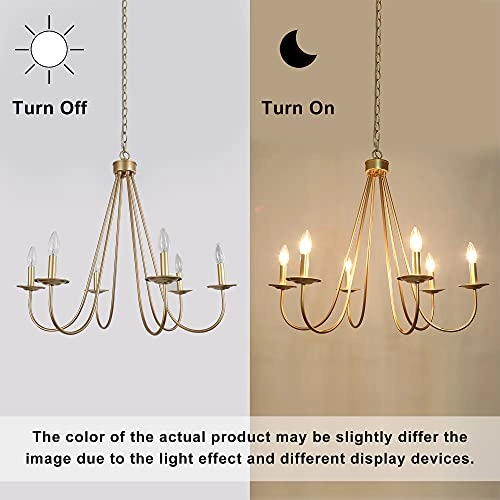 Modern Gold Chandelier - 6-Light 28 Inches