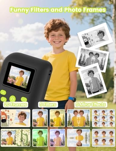 Kids Print Camera - Instant Printing 1080P Videos Red Bundle