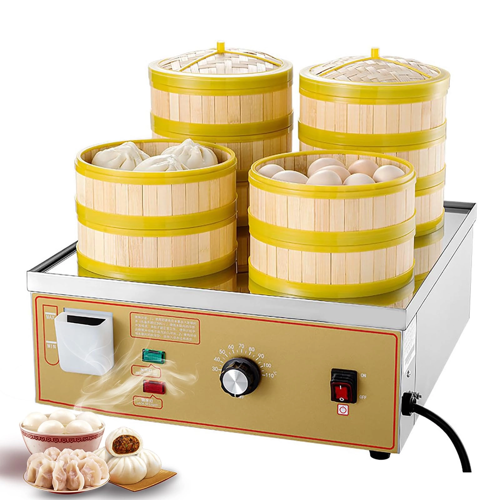 Electric Steamer - 2/4/6-Hole Commercial 30~110°C