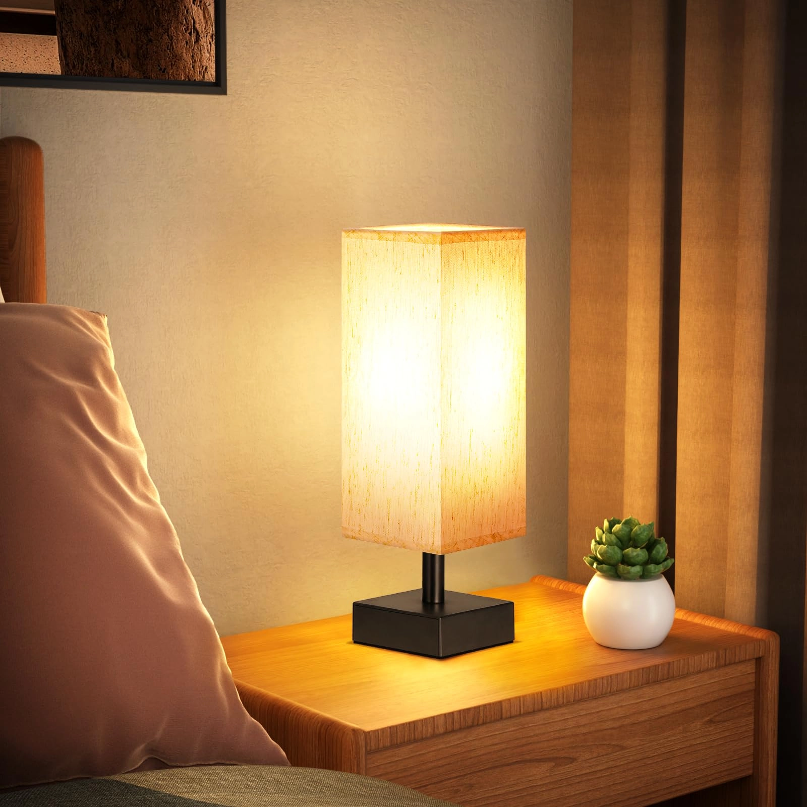 S6-16 - Linen Black Small Table Lamp