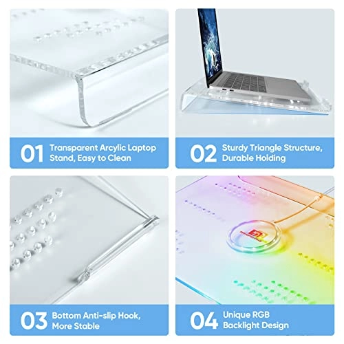 Acrylic Laptop Stand - 10 11 12 13 14 15 16 17.3 inch