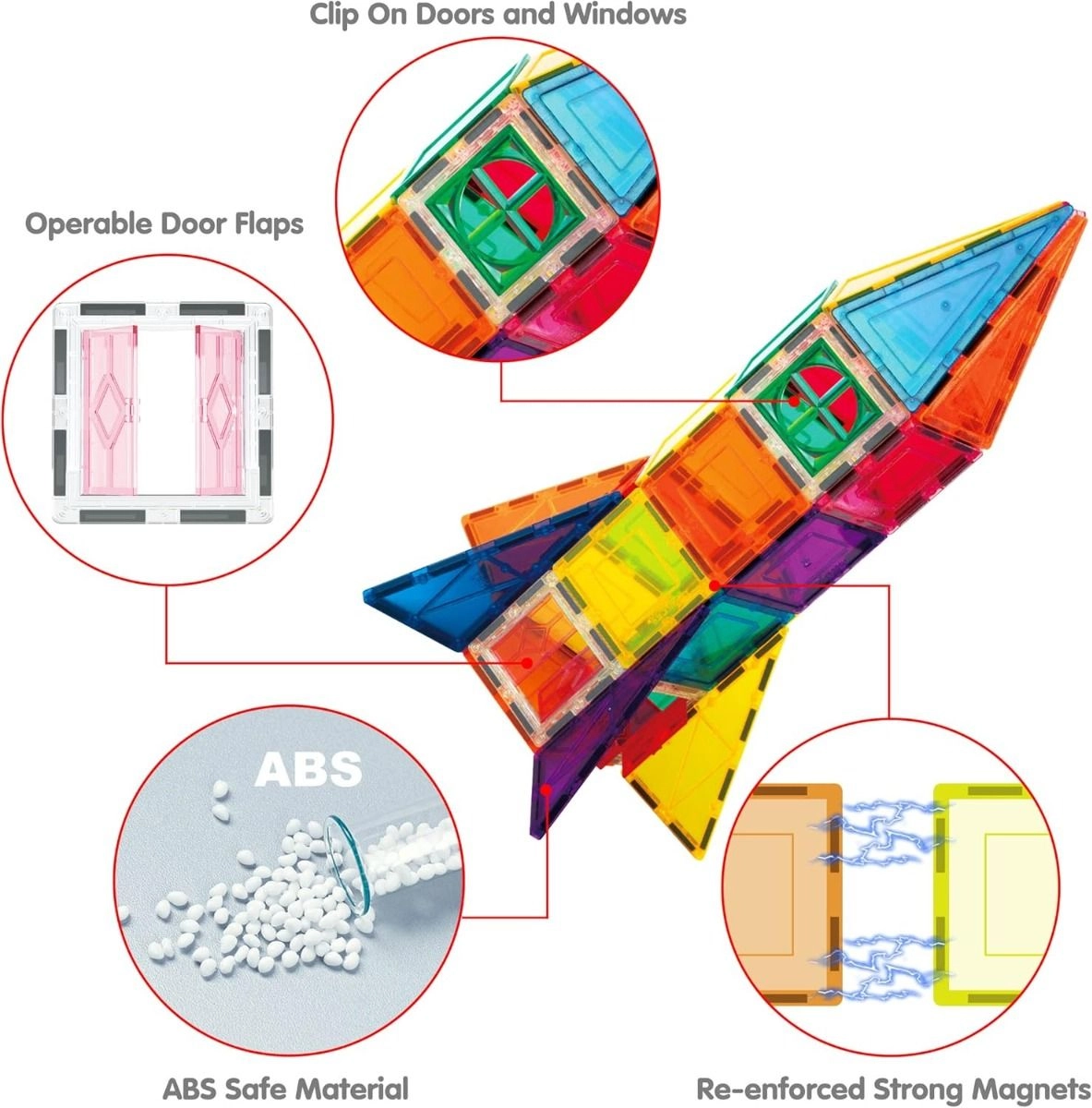 Magnetic Tiles Rocket Ship - 36 pcs