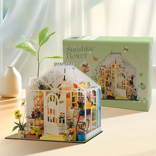 Miniature DIY Dollhouse Kit - White Flower House