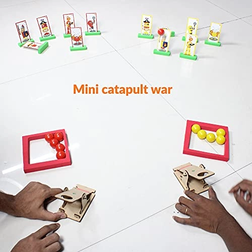 Diy Lineup 4 In A Row - Bounce Balls Shots Game 2 Mini Catapult Shooters