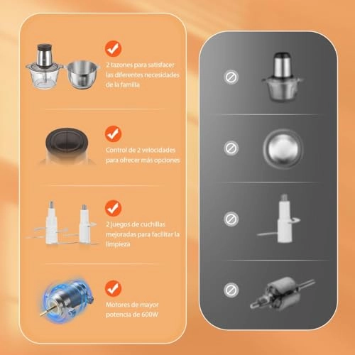 Food Processor & Chopper - 2.0L+1.8L 600W