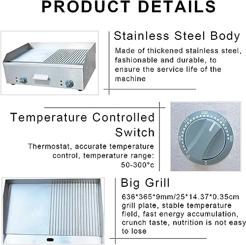 Electric Countertop Griddle - 636*365*9mm/25*14.37*0.35 cm