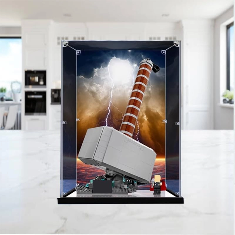 Clear Acrylic Display Case for 76209 - 13.77x13.77x21.65in. Mirror Bottom+background