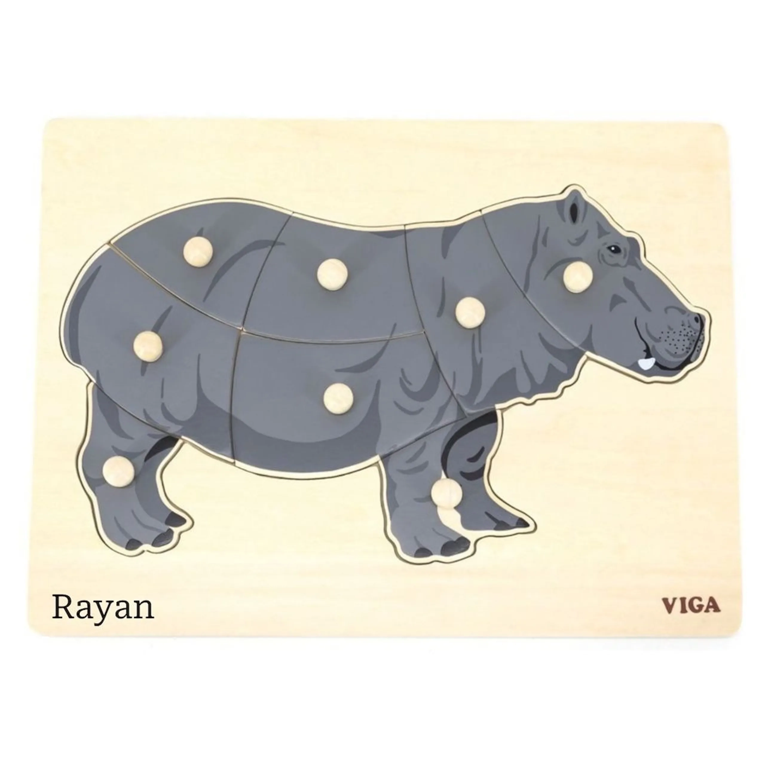 VIGA Shape Block Puzzle - Hippo - 3 +