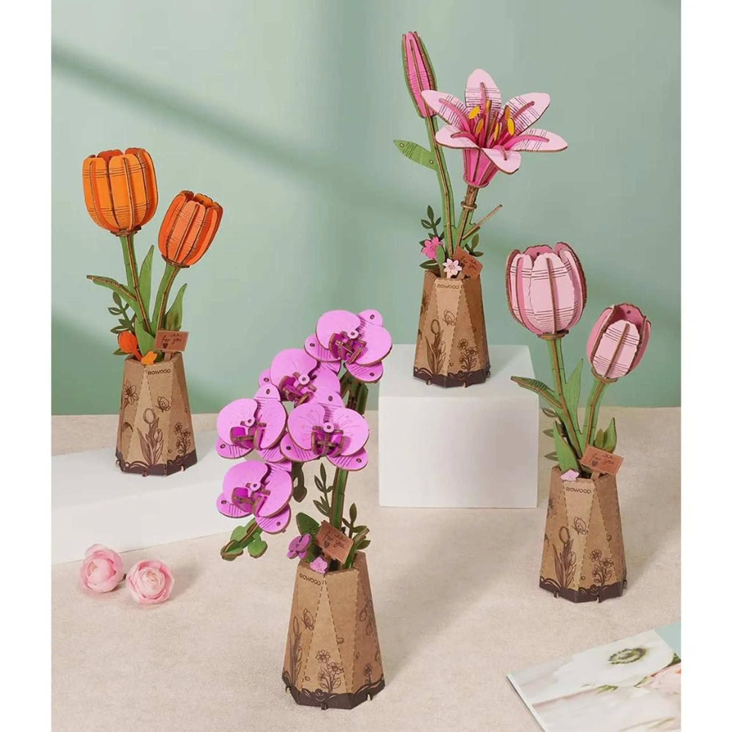DIY Wooden Bloom Craft Purple Moth Orchid - 132 Pc