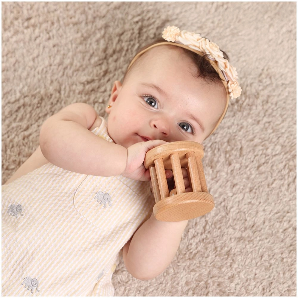 Wooden Rolling Rattle Toy - 0 to 6 months