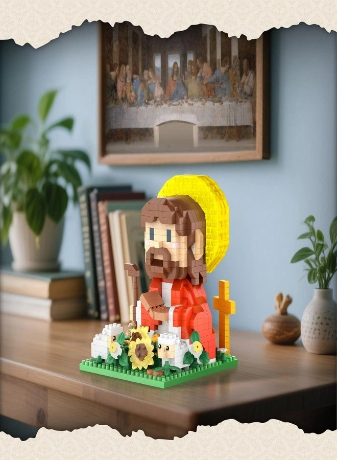 Jesus and Flowers Building Set - Little Jesus Figurines LED Halo