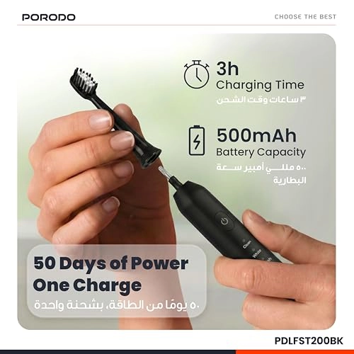 W-Sonic Electric Toothbrush - 20000 Vibrations per Minutes IPX7 50 Days Battery Life