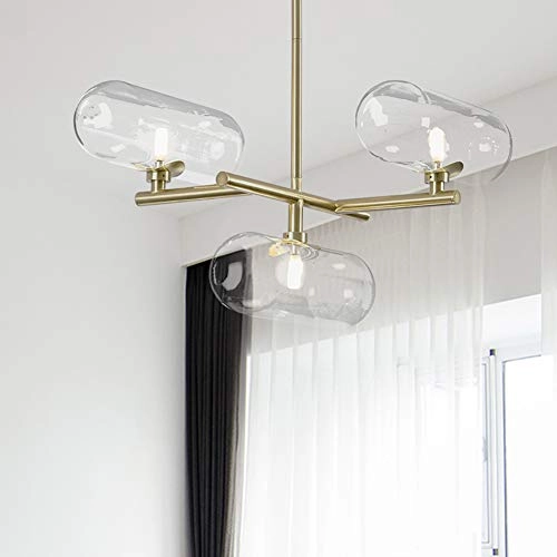 G9 Nordic Handmade Glass Capsule Chandelier - 7 head Gold clear glass