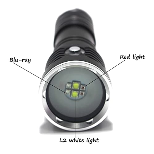 Professional Submersible Light - 2000LM White + XPE Red/Blue Diving Tactical Multifunction Photography Video Fill Diving Flashlight - Red/Blue