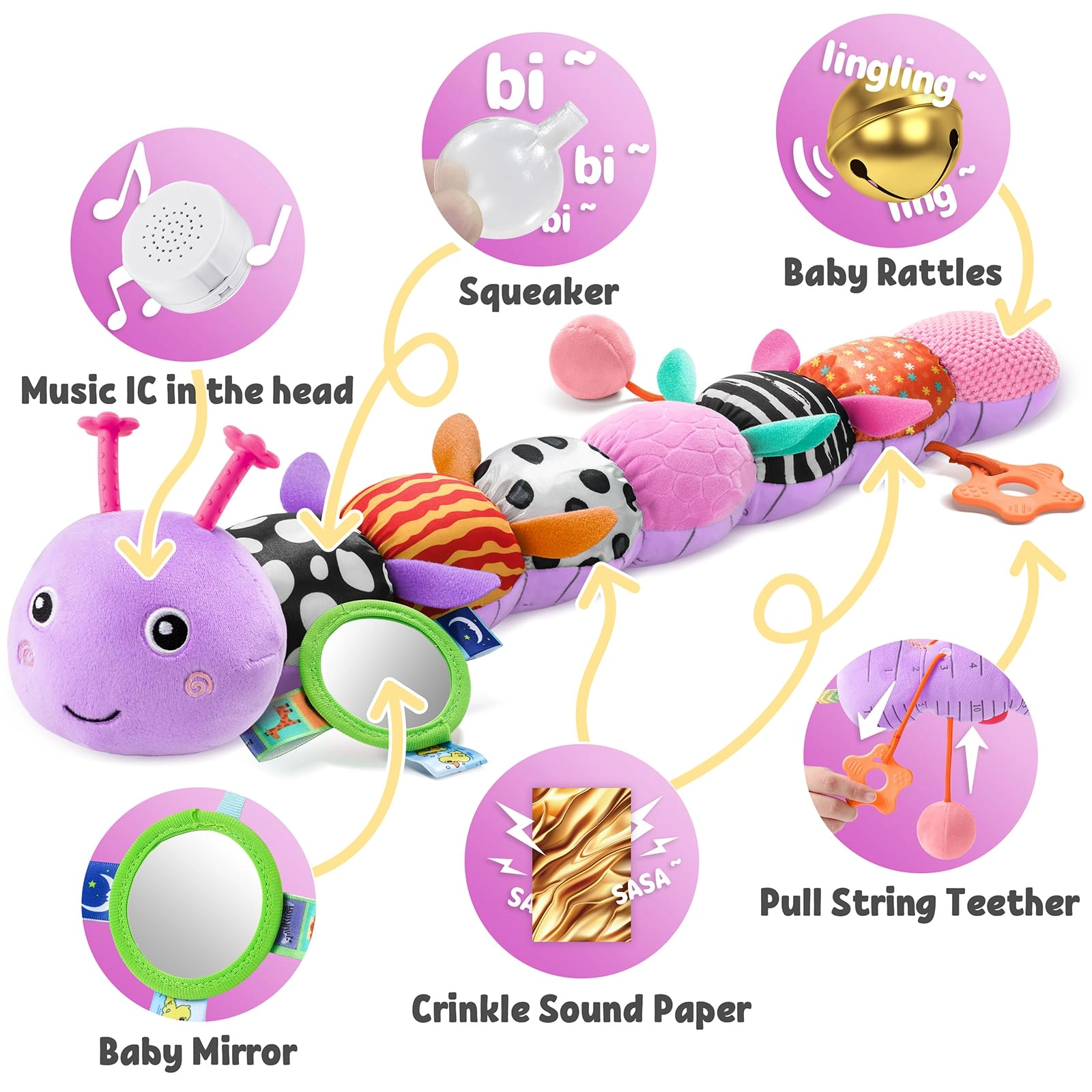Musical Caterpillar - 6-12 Months Plush, Cotton Animal 1.0 Count
