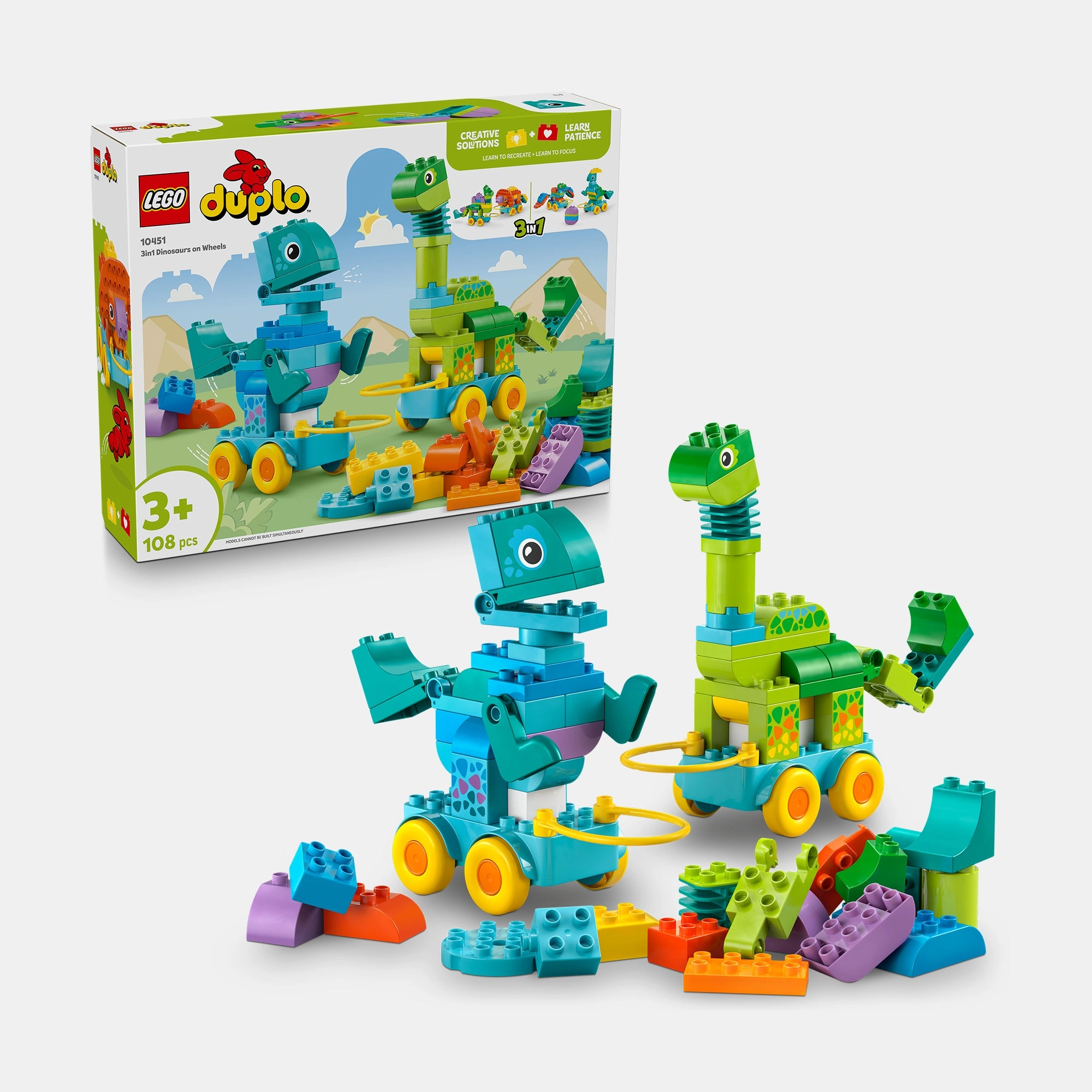 LEGO DUPLO Town 3 in 1 Dinosaurs on Wheels - T. rex 108 pcs