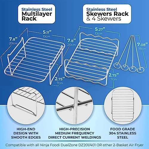 Steam Grill + Skewer Rack + Grill Stick - stainless steel 2PCS