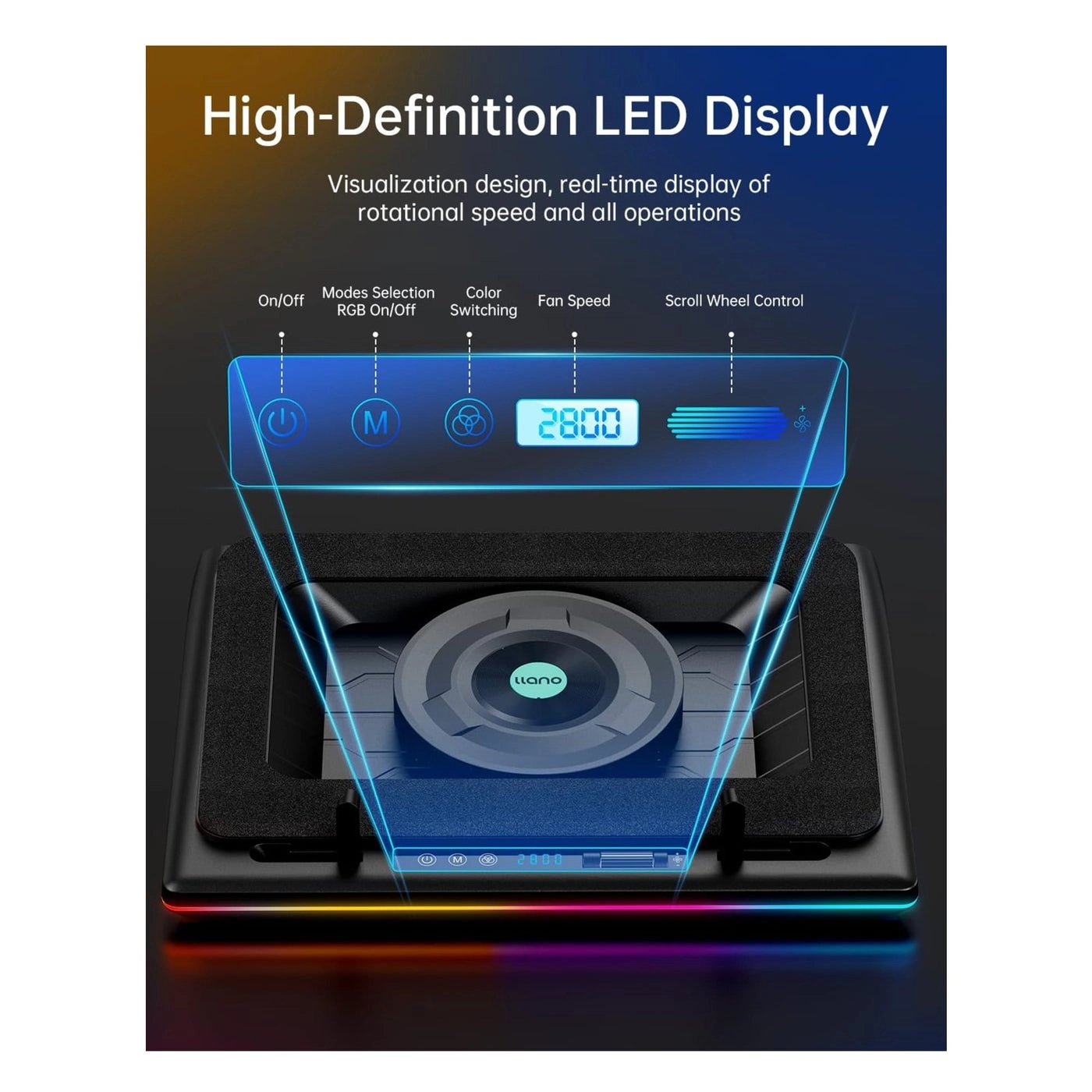 RGB Laptop Cooling Pad - 15-19in