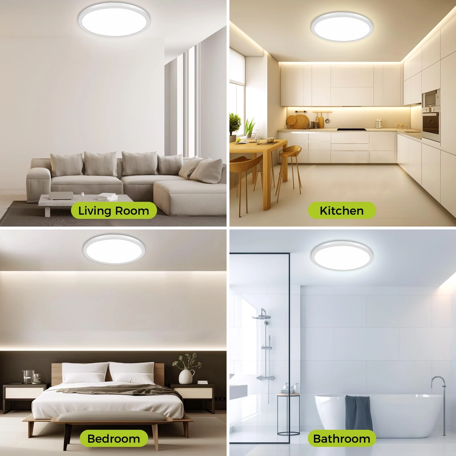 Dimmable Flush Mount LED Ceiling Light - 3000K-4500K-6000K