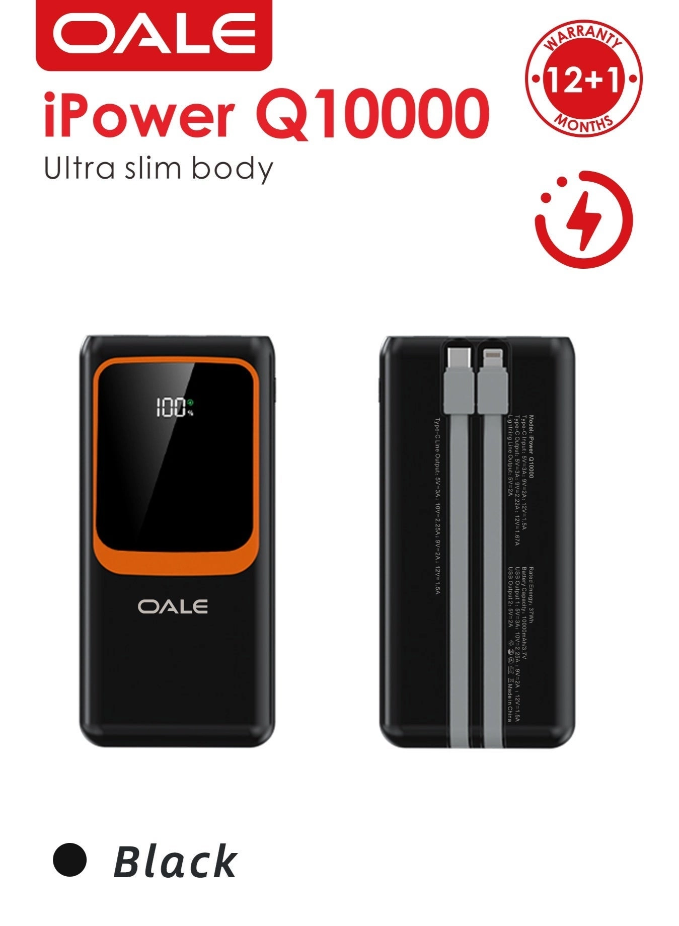 iPower Q10000 - 10000mAh 22.5W Fast charging Two USB outputs