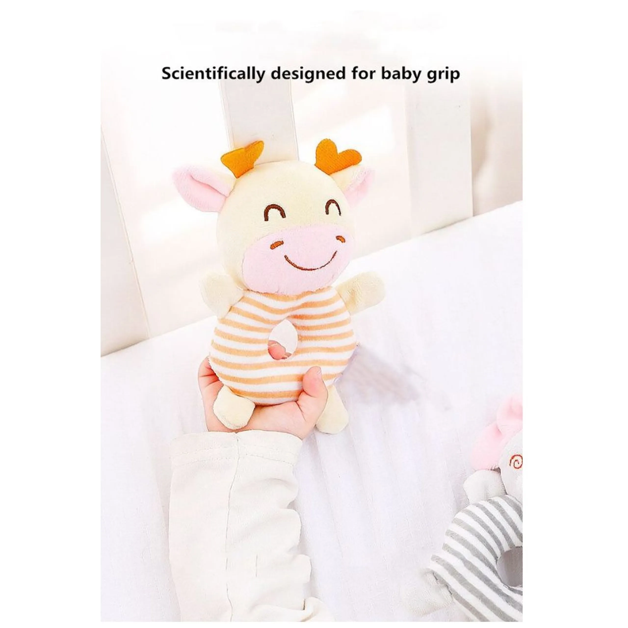 Baby Crib Soft Stuffed Rattle Pacifying Toy - Suitable for 3 months and above soft, high-quality plush material Giraffe