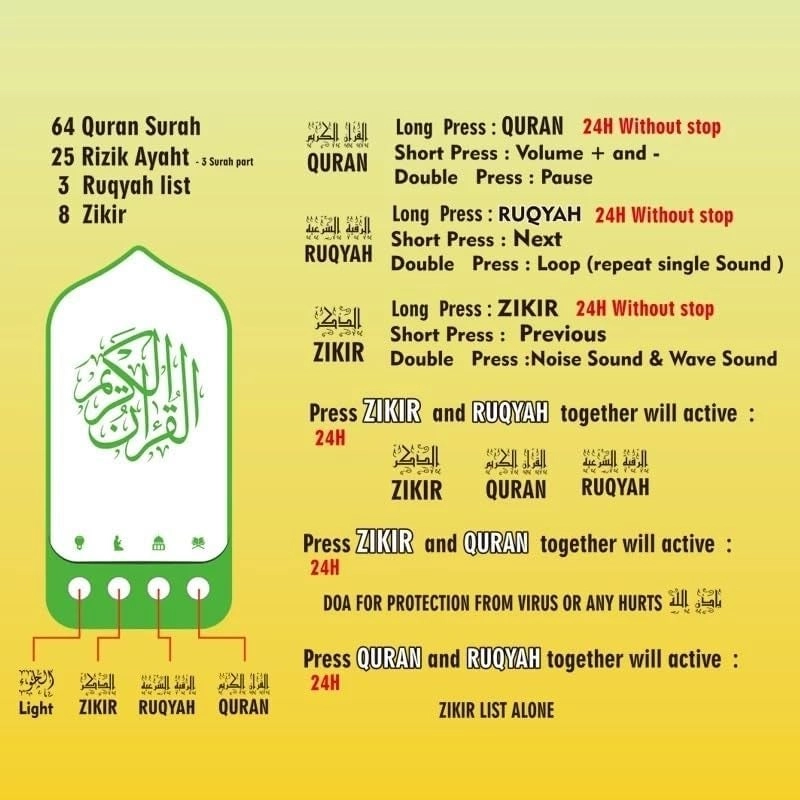 Islamic Quran Speaker and Wall Lamp - 5W