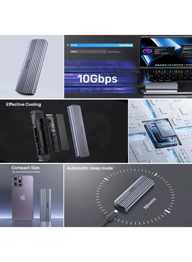 M.2 PCIe NVMe SSD Enclosure - 10Gbps USB-C M.2 NVMe M-Key 2230/2242/2260/2280