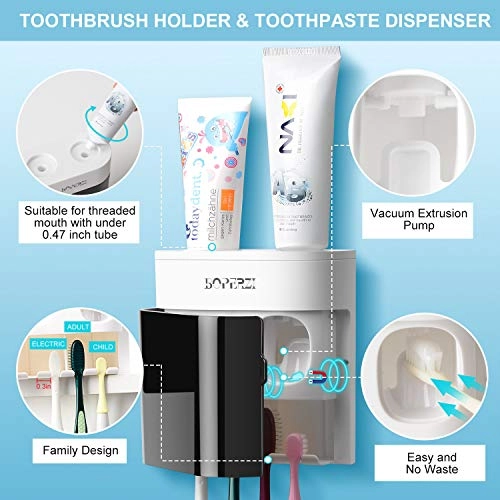 Toothbrush Holder - Wall Mounted + Toothpaste Squeezers