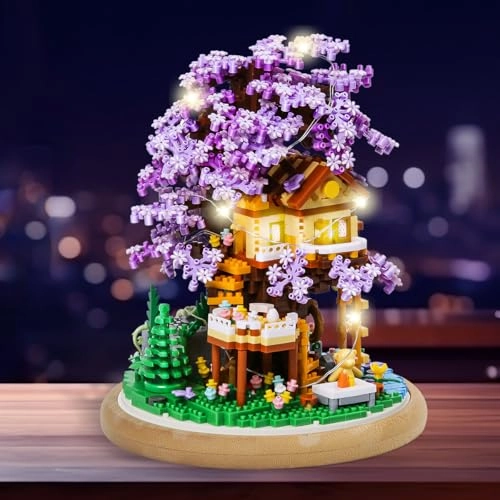 Cherry Blossom Tree House - DIY Miniature Bonsai with Dust Cover