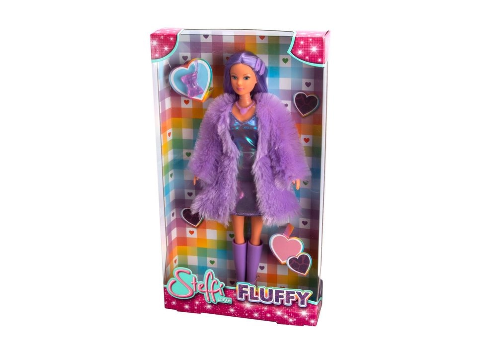 Steffi Love Fluffy Doll - 29cm Belt Dress Fur Jacket Ages 3+