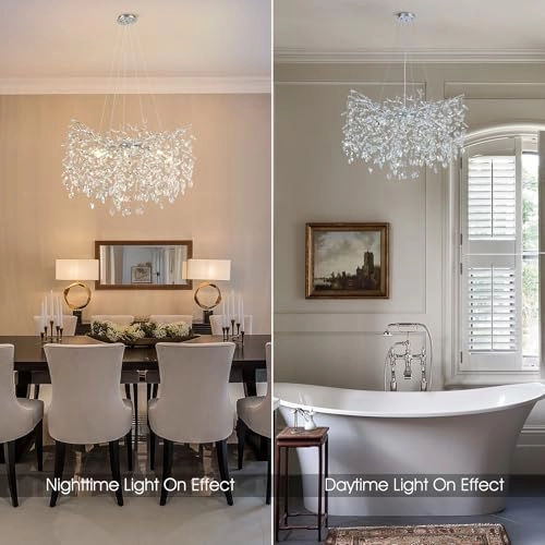 Round Crystal Chandelier - 3000 Kelvin Dimmable
