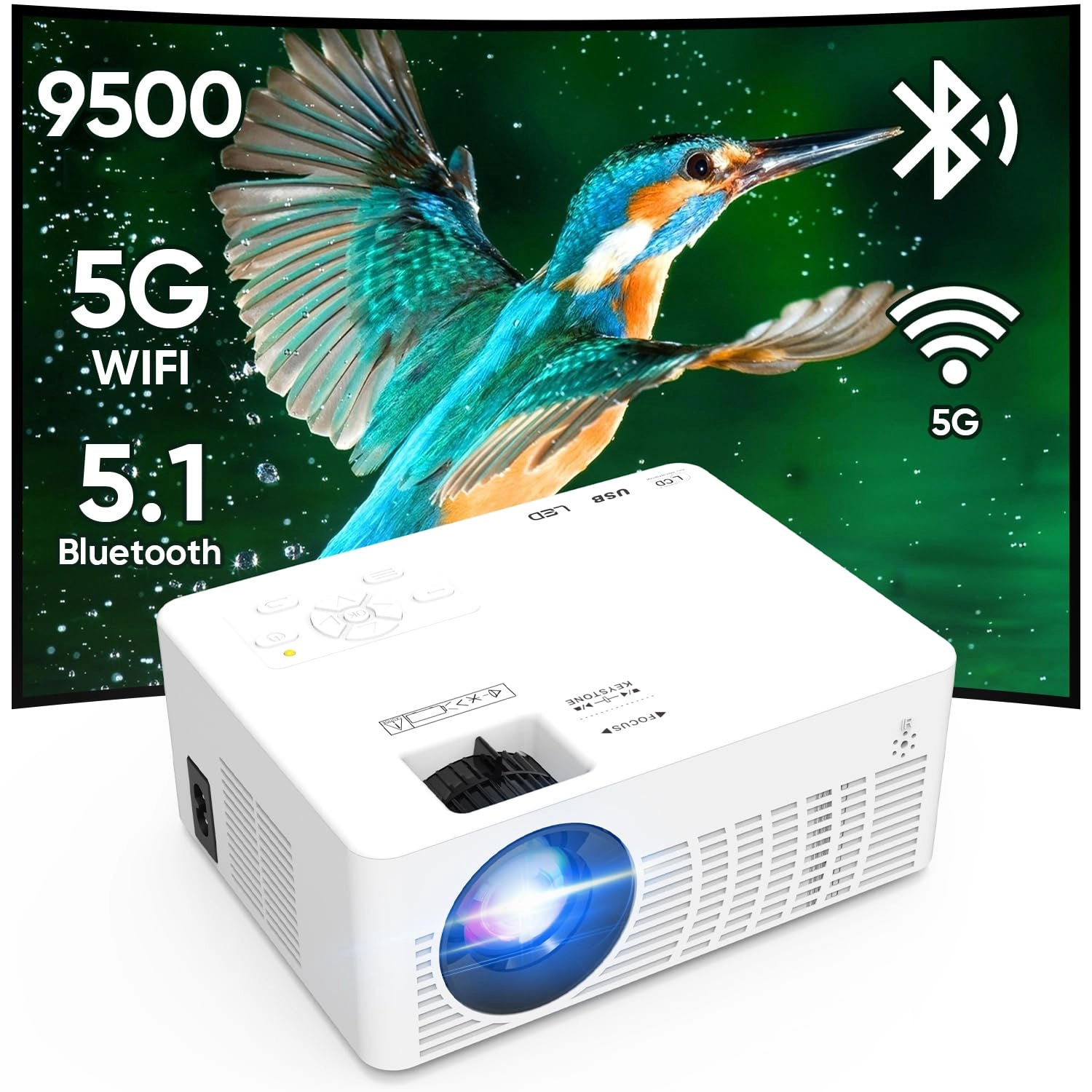 KEEPWISE Mini Projector 9500 Lux 720P