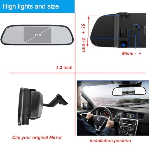 Rear View Camera - Night vision 1280 x 720 pixels + Rear View Mirror