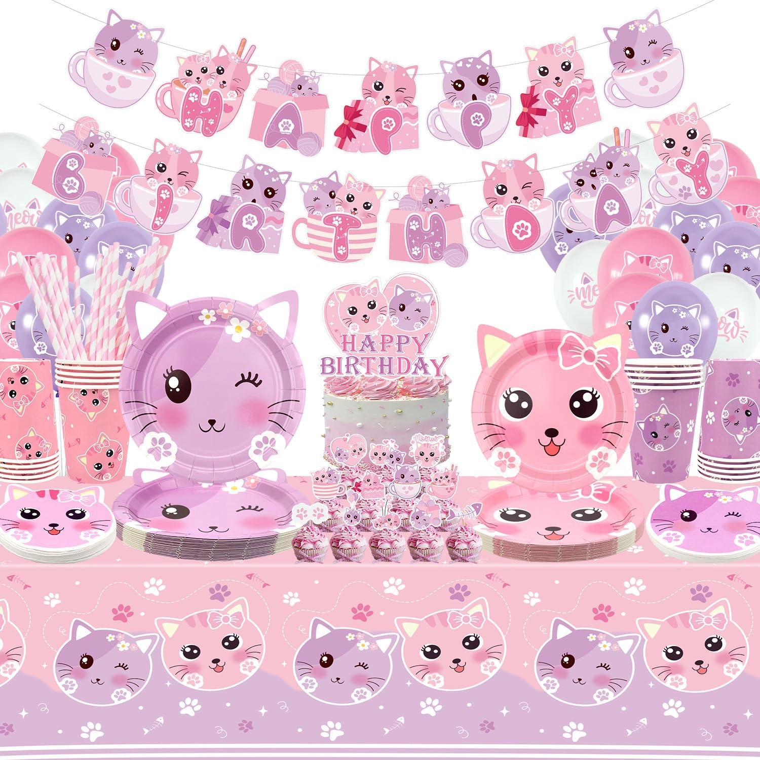 ywediim Cat Birthday Party Supplies Set - 20 piece(s) Birthday