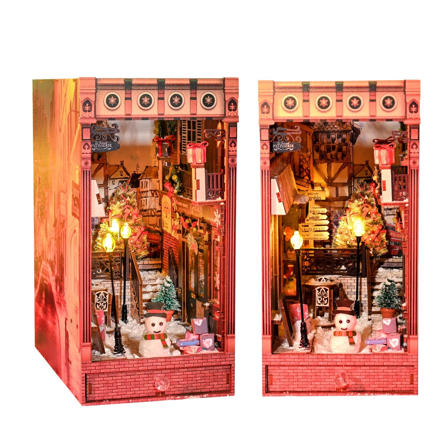 Flever Book Nook Miniature Kit - Jolly Christmas Promenade