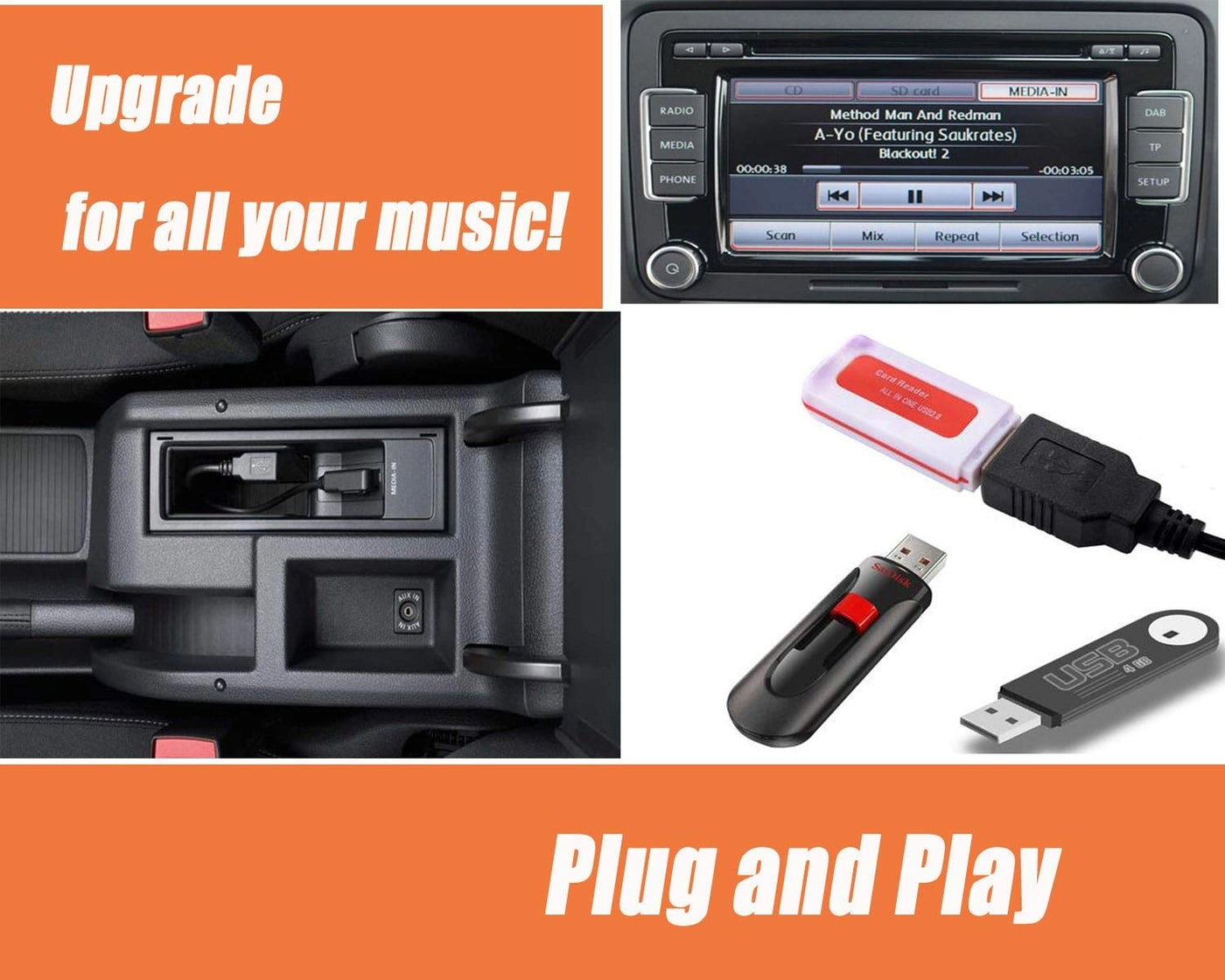 Music Interface Audio USB Adapter Cable - Audi Volkswagen Mercedes-Benz