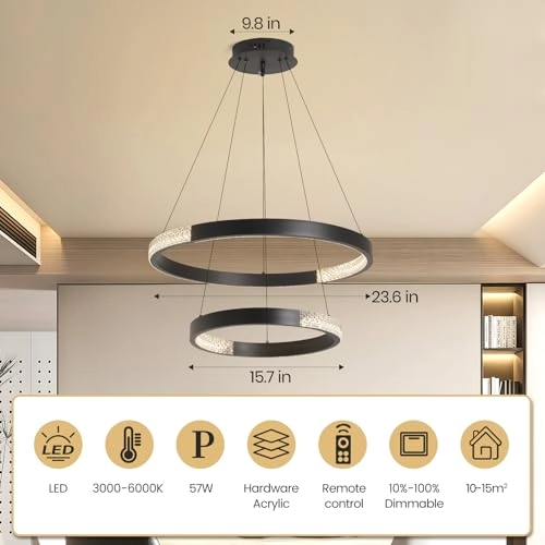 Double Ring Chandelier - Dimmable