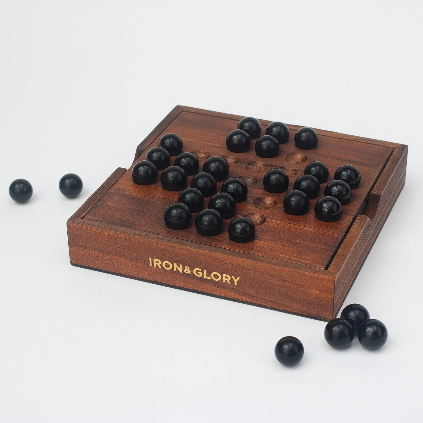 Iron & Glory - Marble Solitaire Wooden Puzzle