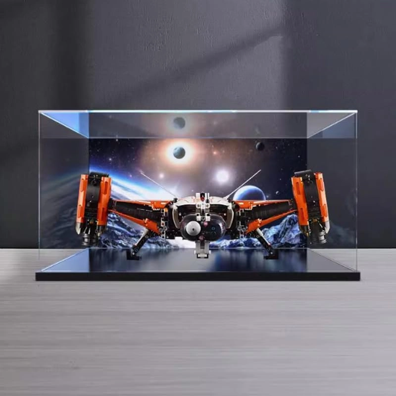 Clear Acrylic Display Case - 55x50x25cm Wood Bottom+top Light