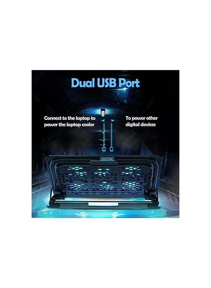 Gaming laptop cooling pad - 6 fans 12-21-inch