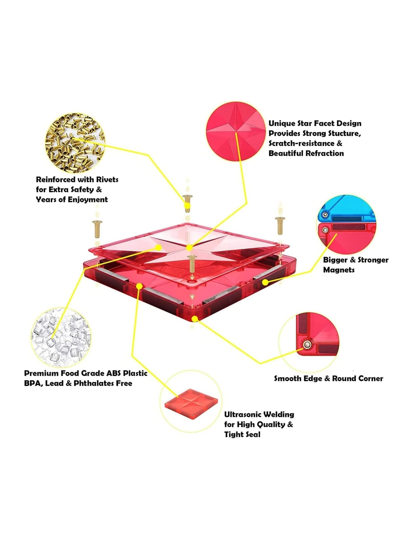 3D Star Magnetic Tiles - 72 pcs