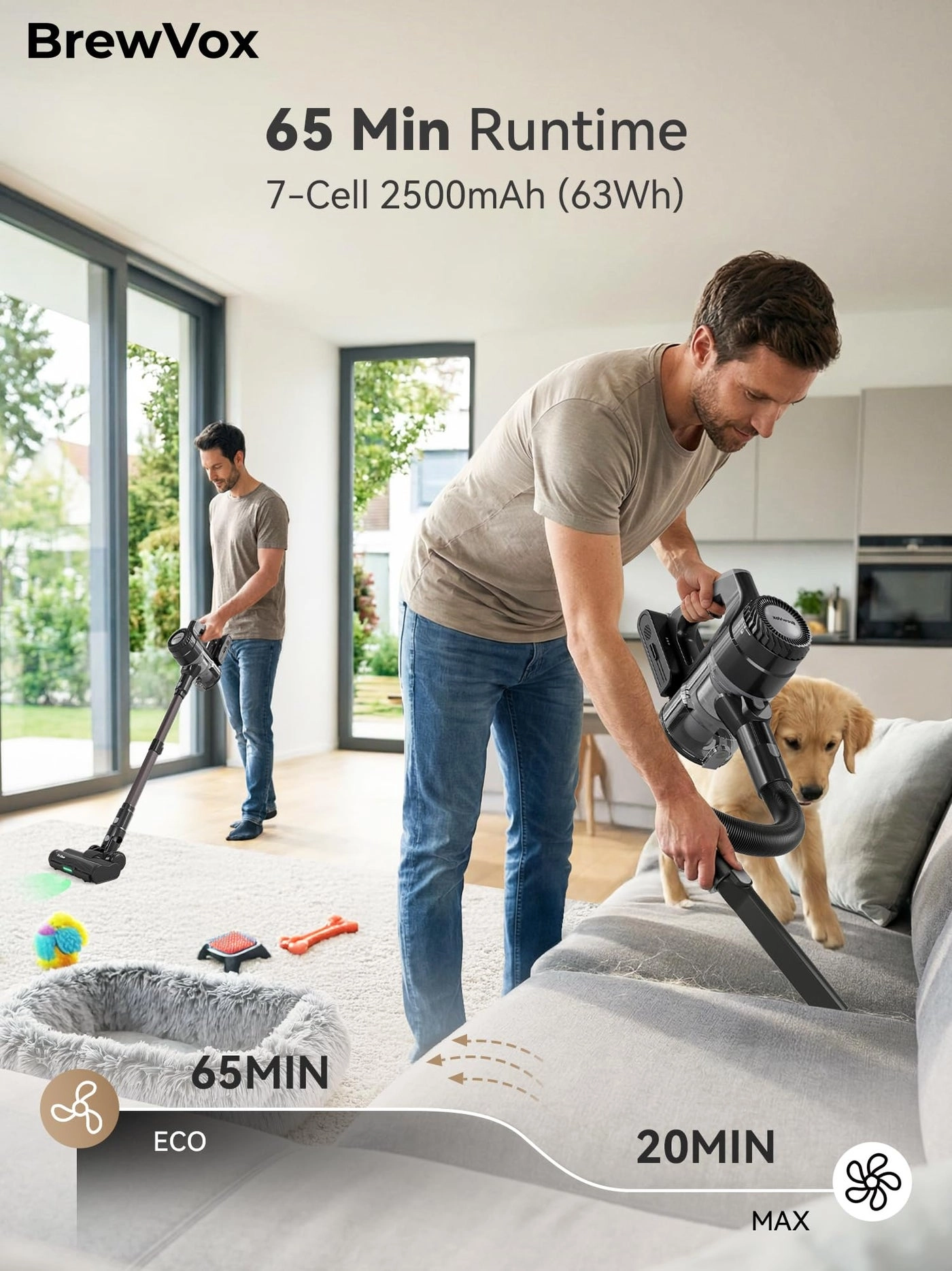 Telescopic Cordless Stick Vacuum Cleaner - 65 Min