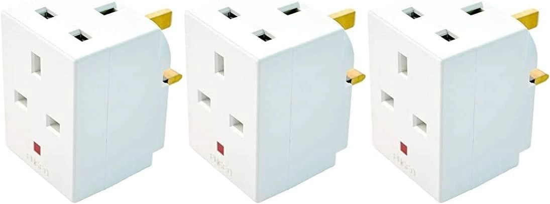 ABBAS ALI HARDWARE 3 Way Socket Multi Plug Fused Adapter - UK