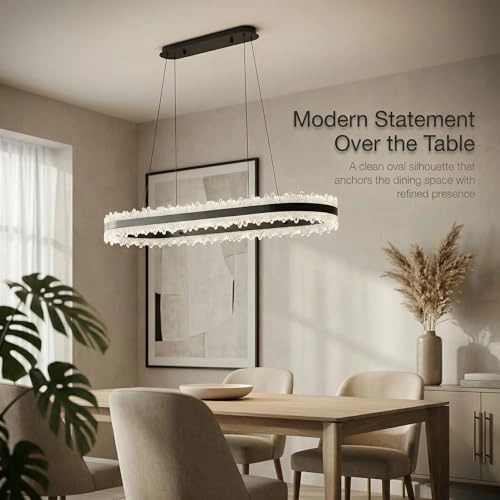 LED Ring Chandelier Oval - 3000K/4500K/6000K Stepless Dimming