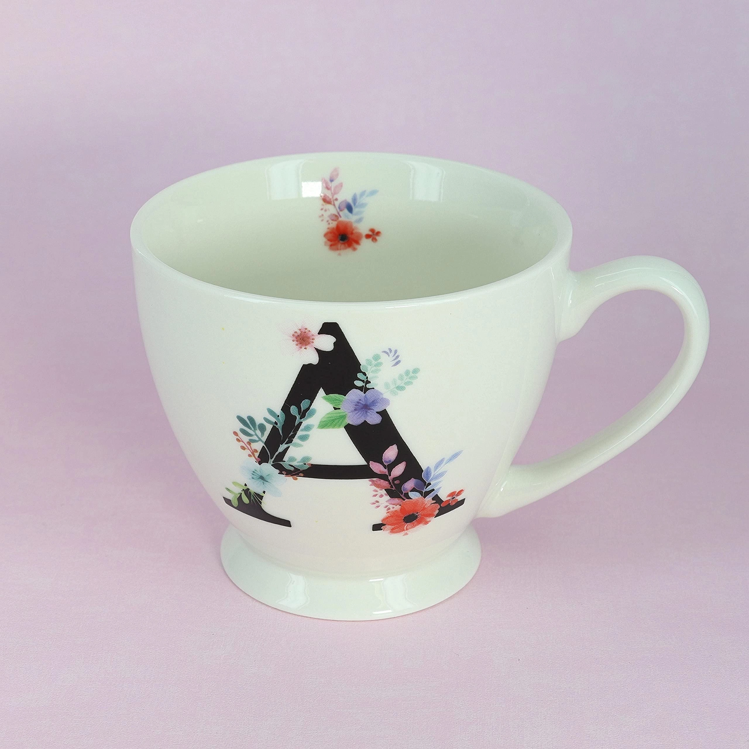 Blossom Monogram Ceramic Mug - 1 pcs Alphabet A-Z 450 ml