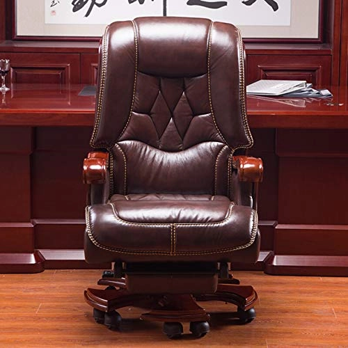 Desk Chair - PU Leather Brown High Back