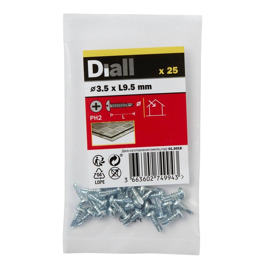 Zinc-Plated Carbon Steel Self Drilling Screw Pack 3.5mm 9.5mm
