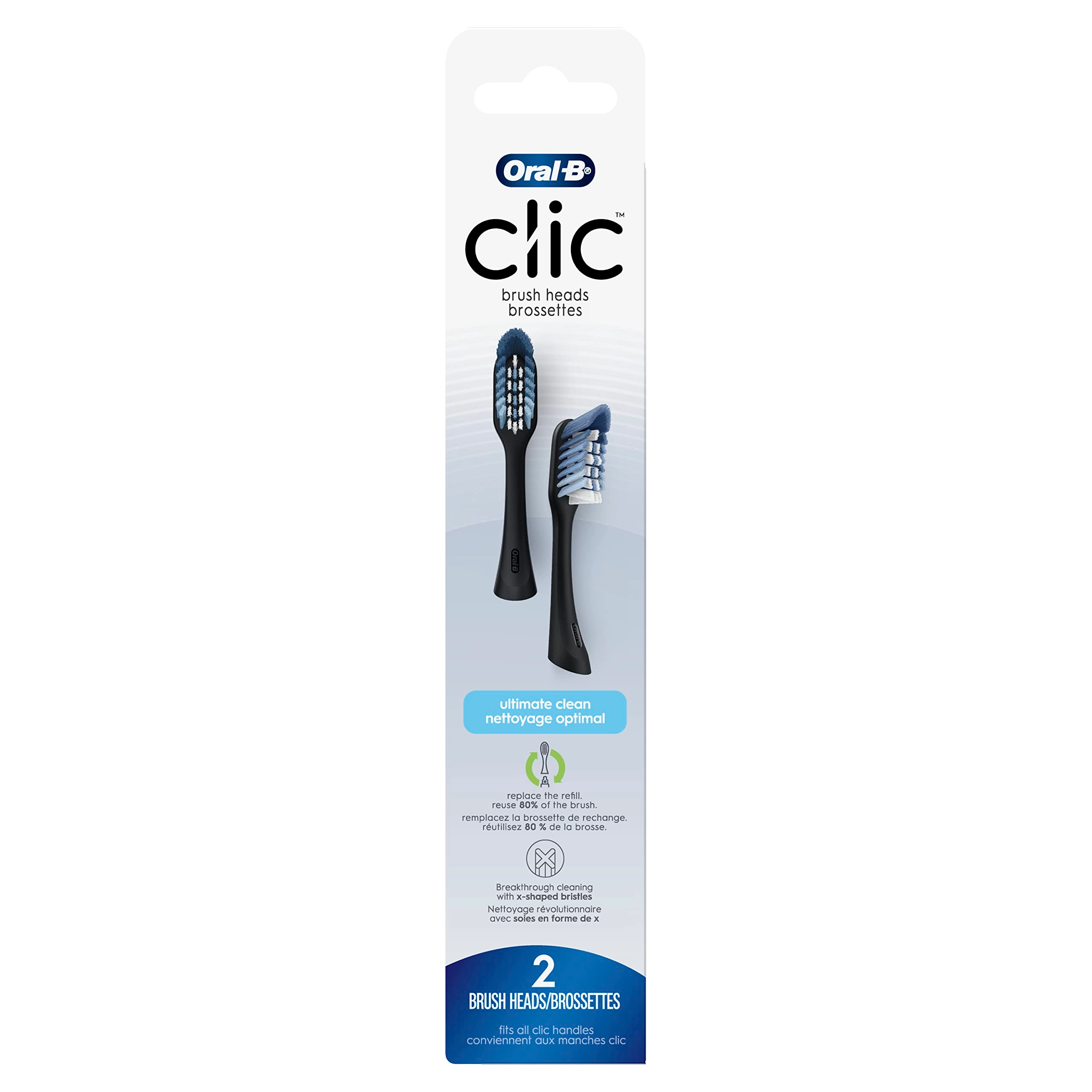 Oral-B Clic Replacement Brush Head - Pack of 2 Black